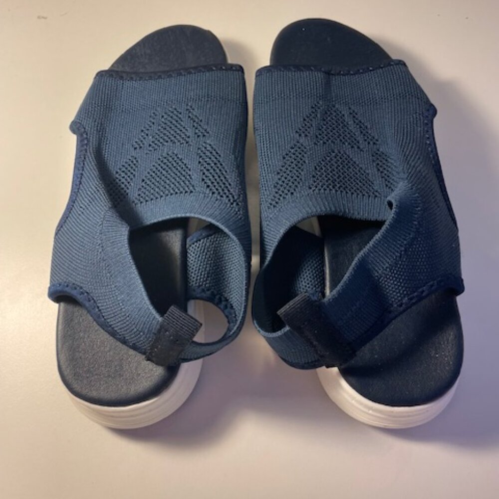 Navy blue fabric mesh Sandals